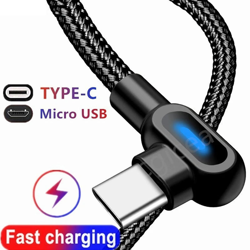 Cabo Carregador de Nylon Trançado para iPhone - USB C - Micro-USB