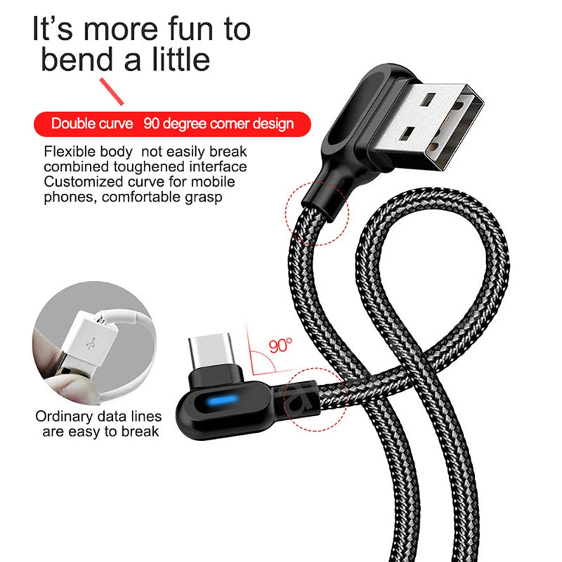 Cabo Carregador de Nylon Trançado para iPhone - USB C - Micro-USB