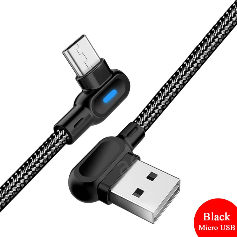 Cabo Carregador de Nylon Trançado para iPhone - USB C - Micro-USB